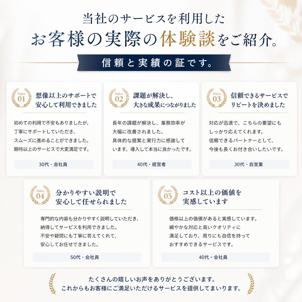 お客様の声：実際に相談された方の体験談