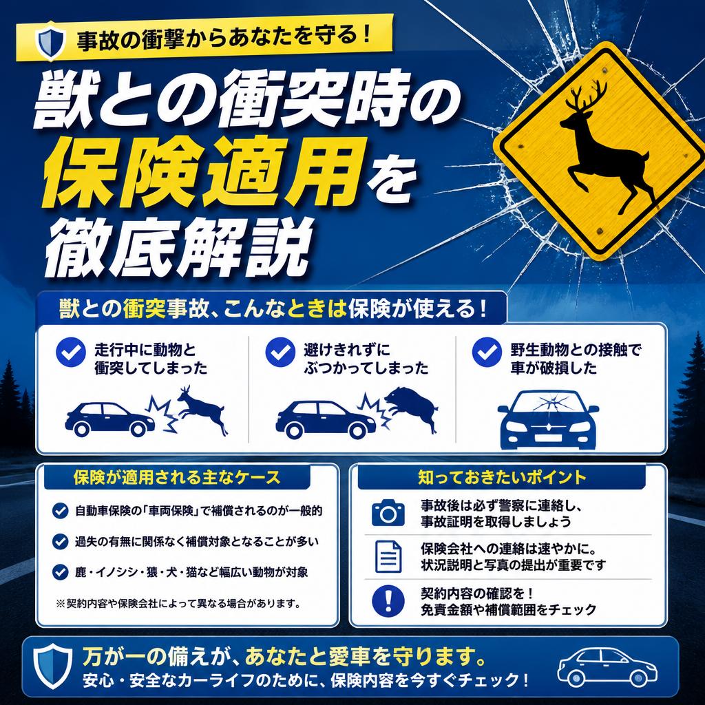 事故の衝撃からあなたを守る！獣との衝突時の保険適用を徹底解説